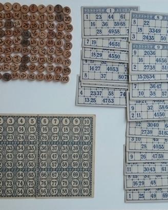 Tombola antica anni 50 e numeri in legno completa