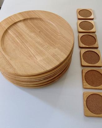 Servizio sottopiatti e sottobicchieri in legno