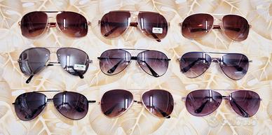 Set 9 paia di occhiali da sole stile aviatore