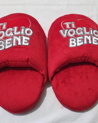 Ciabattone peluche AMORE brillantini san valentino