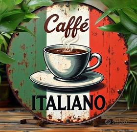 Insegna Caffè Italiano vintage stampa su alluminio