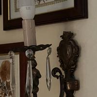 Coppia di applique candelieri con gocce in vetro