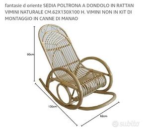 Sedia a dondolo vimini rattan