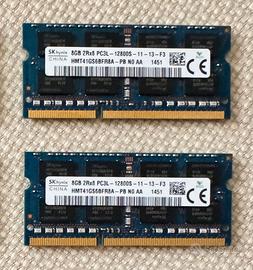 2 banchi RAM Hynix 8GB 2Rx8 PC3L 12800S (16GB tot)