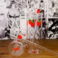 Nana & Hachi Set 2 Bicchieri di Vetro con Cannucce