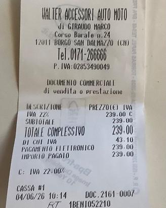 Casco usato una sola volta,acquistato il 4/6/2026.