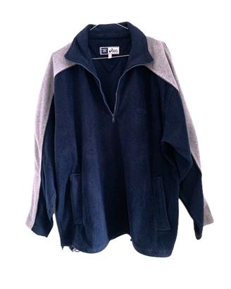 Felpa in pile Asics vintage mezza zip blu e grigia