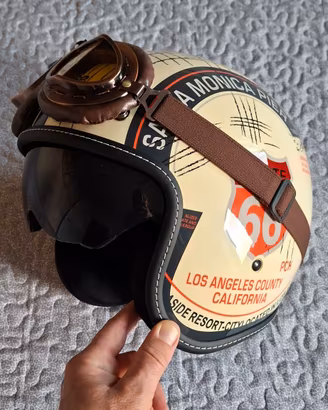 Casco Jet Vintage Retrò con visiera NUOVO