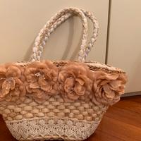Borsa floreale raffia