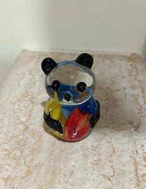 Statuina Orso Panda multicolore in vetro di Murano