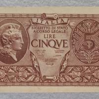 Banconota 5 Lire Luogotenenza “Atena Elmata”