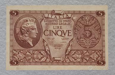 Banconota 5 Lire Luogotenenza “Atena Elmata”