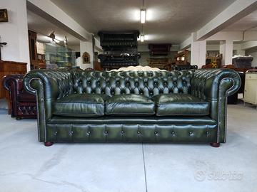 Divano chesterfield chester 3 posti original verde