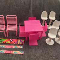 Barbie anni 80 sci snowboard sedie tavolo sgabelli