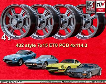 4 pz cerchi Datsun Triumph 432 7x15 ET0 4x114.3