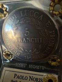 Moneta argento 1805 Lucca e Piombino certificata