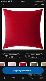 2 fodere cuscino rosse ikea 40x40