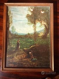 Riproduzione su tela 'Alla Fontana' A.Fontanesi