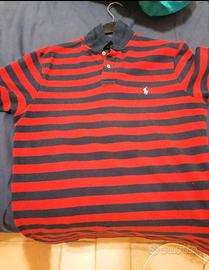 Polo Ralph Lauren a righe blu navy e rosse