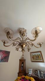 Magnifico Lampadario Classico Vetro Ambra 12 Luci
