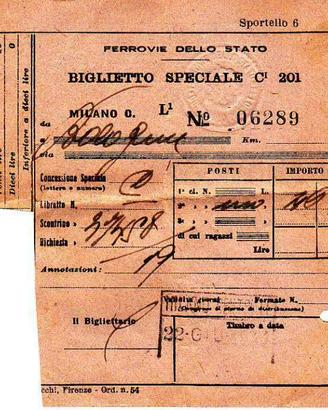 Biglietto speciale FFSS 1945