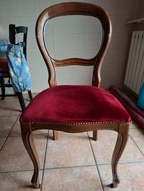 4 sedie classiche legno con sedile imbottito