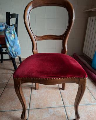 4 sedie classiche legno con sedile imbottito
