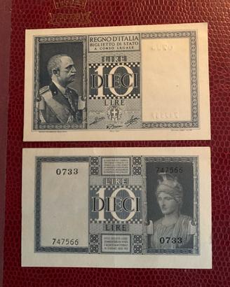 Numerazione consecutiva 10 lire fds
