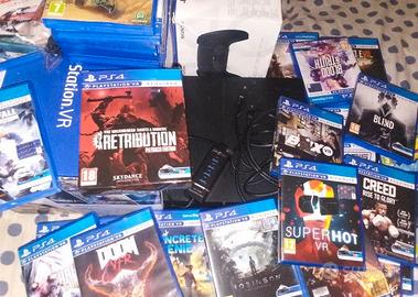 PS4 + VR + AIM + adatt PS5 + 2 move + 49 giochi VR