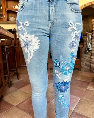 Jeans da donna MET floreali Taglia S come nuovi