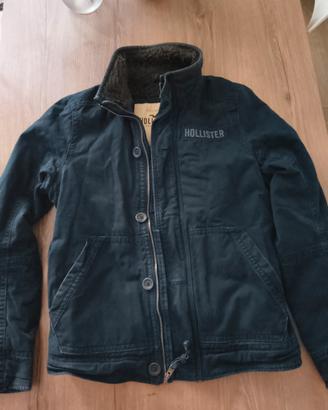 Hollister giacca sherpa blu navy  foderata