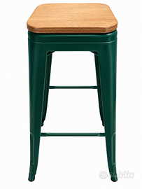 Sgabello alto vintage industrial – Metallo verde e