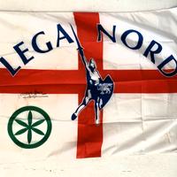 Bandiera vintage Lega Nord autografata Bossi
