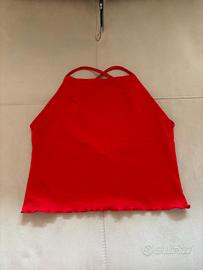 Top crop rosso schiena incrociata