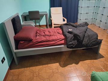 Letto singolo ikea con materasso nuovo con topper