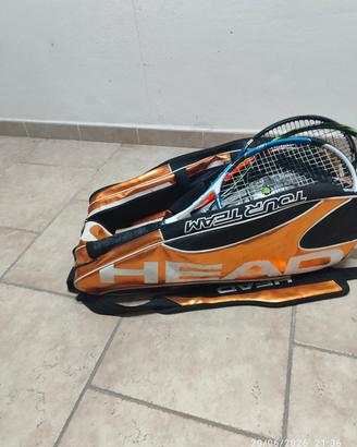 5 racchette da tennis, più borsone