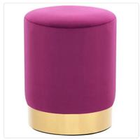 SGABELLO/POUF IN VELLUTO VIOLA CON BASE COLOR ORO