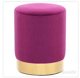 SGABELLO/POUF IN VELLUTO VIOLA CON BASE COLOR ORO
