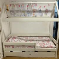 Letto a Casetta 168x90 + 2 cassetti con rotelle