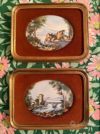 Coppia di quadri su porcellana