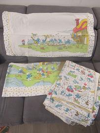 Puffi vintage: set lenzuolo + copriletto