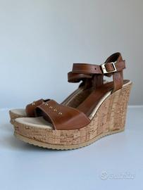 Sandali con zeppa misura 36 nuovi colore marrone