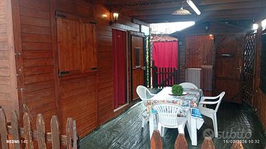 roulotte con casetta in legno