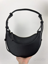 Borsa a mezzaluna nera con doppia tracolla - Nuova