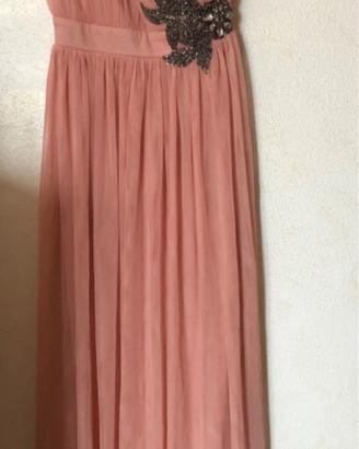 Vestito lungo cerimonia stile impero rosa