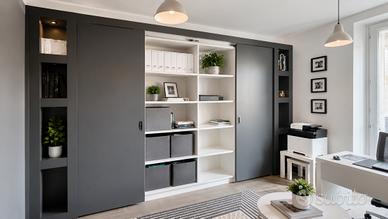 Parete attrezzata libreria armadio per home office