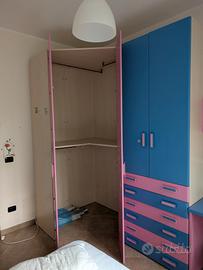 armadio blu e rosa