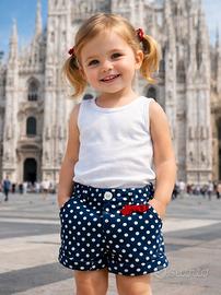Pantaloncini bambina Monnalisa blu a pois(3 anni)