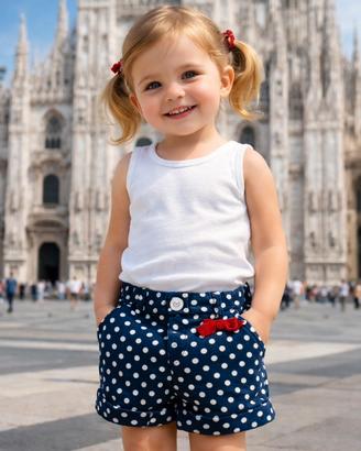 Pantaloncini bambina Monnalisa blu a pois(3 anni)