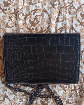 borsa nera  effetto coccodrillo con  catena